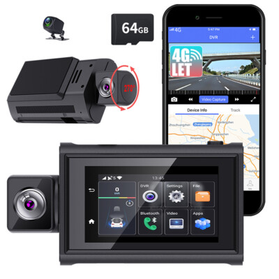 4g Lte Smart Dash Cam with Live Streaming Car Camera For Front and Rear ADAS GPS