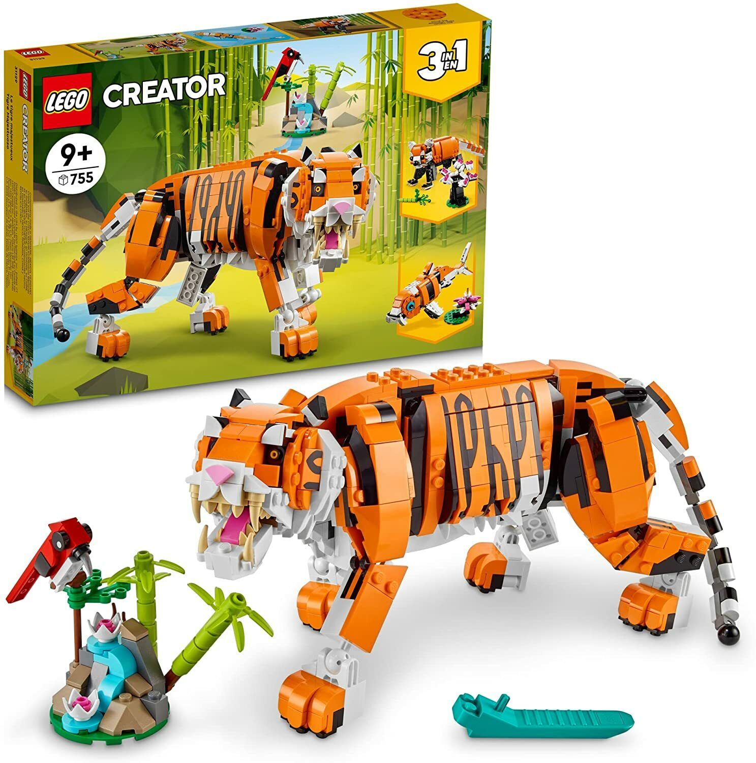 LEGO Creator 3-in-1 Majestic Tiger Panda Koi Fish Building Kit - 755 Pieces