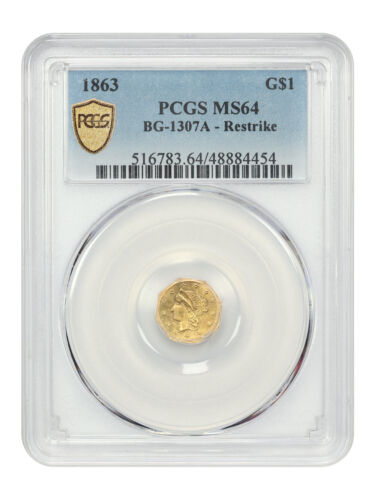 1863 G$1 PCGS MS64 (BG-1307A - Restrike) - Imagen 1 de 4