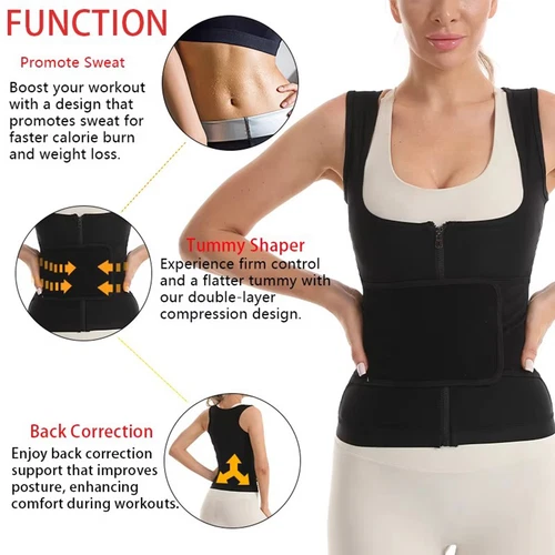 Frauen Fitness Sauna Anzug Schweiß Kompression Taille Trainer Top Gewichtsverlust Fettverbrennung - Bild 4 von 13