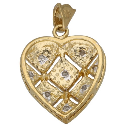 9ct Gold Diamond Pendant 1.2g Heart 18mm x 12.5mm - Fully Hallmarked - Picture 2 of 6