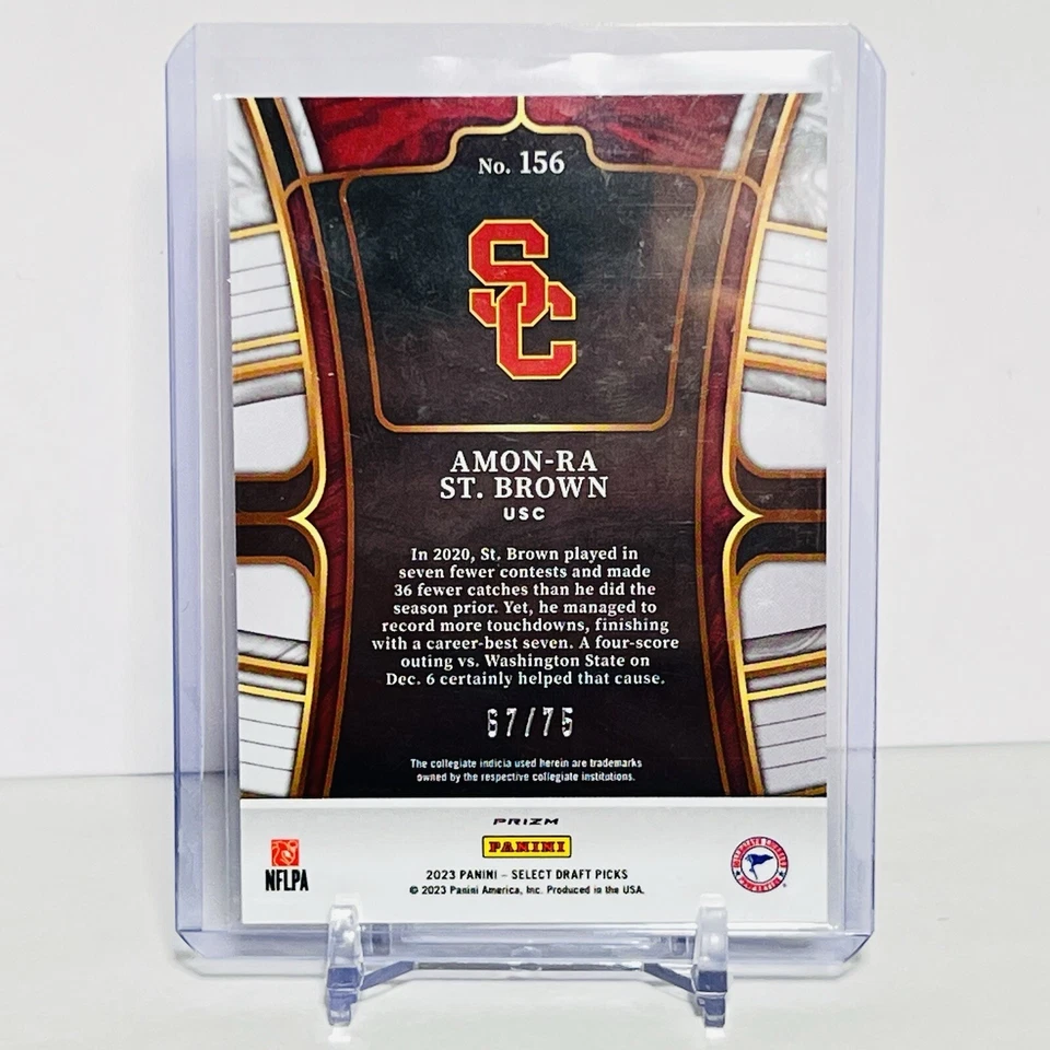 2023 Panini Select Draft Picks Field Level Purple Prizm /75 Amon-Ra St Brown USC - Image 2 of 2