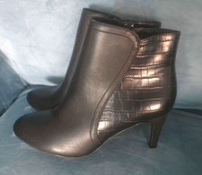 BNWOB PRINCIPI STIVALETTI NERI ECOPELLE TACCO MEDIO ZIP UK 4 EU 37