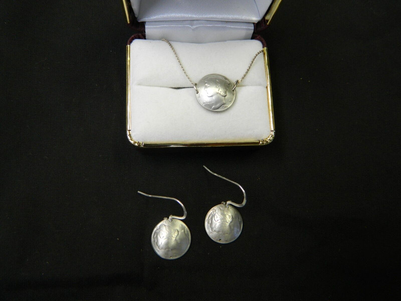 Vintage US 1944 Mercury Head Dime Necklace and Earrings Set