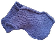 Scarf coat or outfit accessory Knit Hand Made Solid Blue 9.5" by 40" made in USA