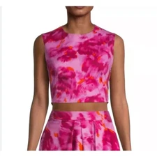$195 NWT SACHIN & BABI Tanner Twisted Crop Top Pink Watercolor Floral Prom SZ 6