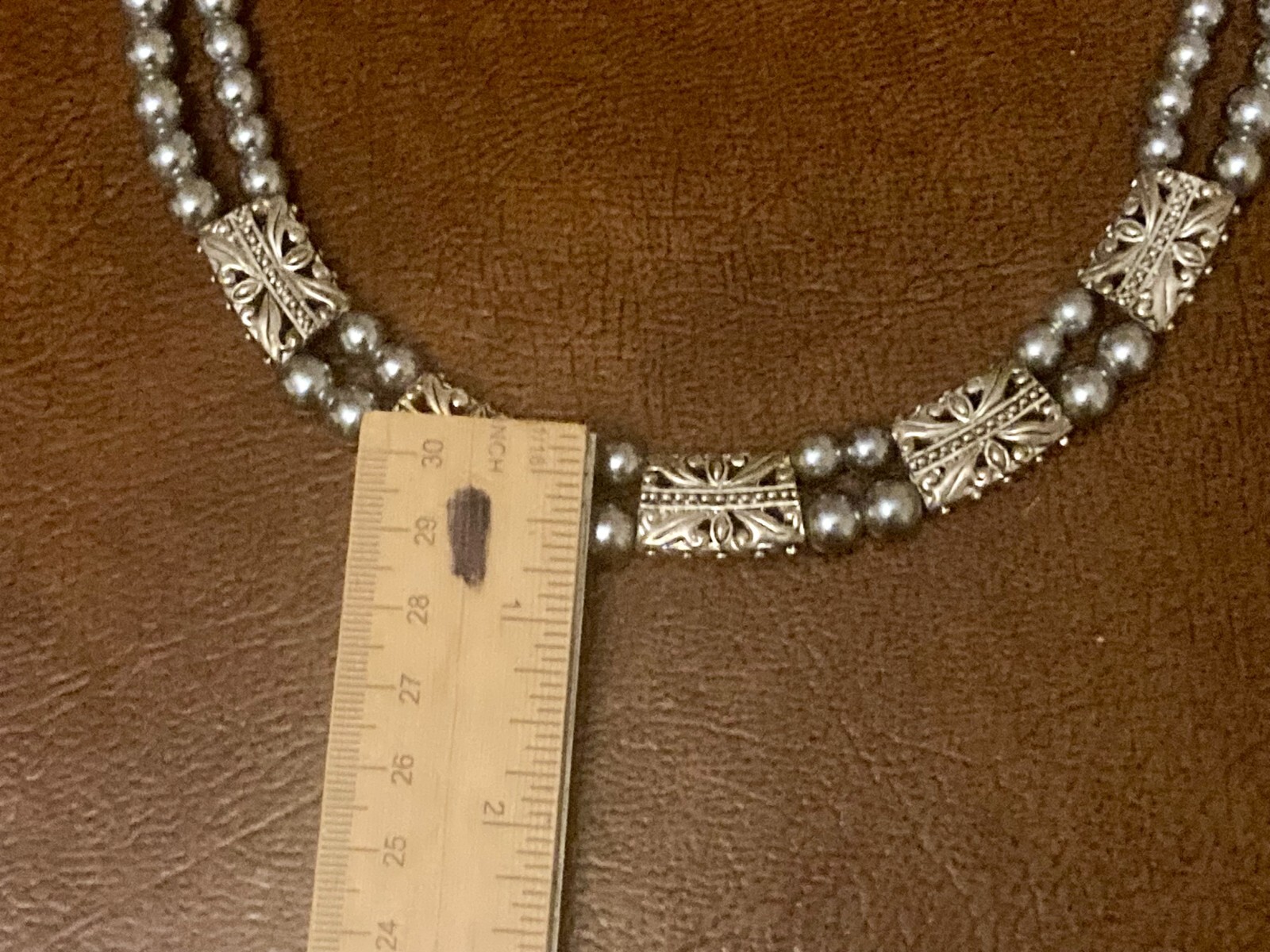 Silver Tone 2 Strand Beaded Statement Collar Neck… - image 8