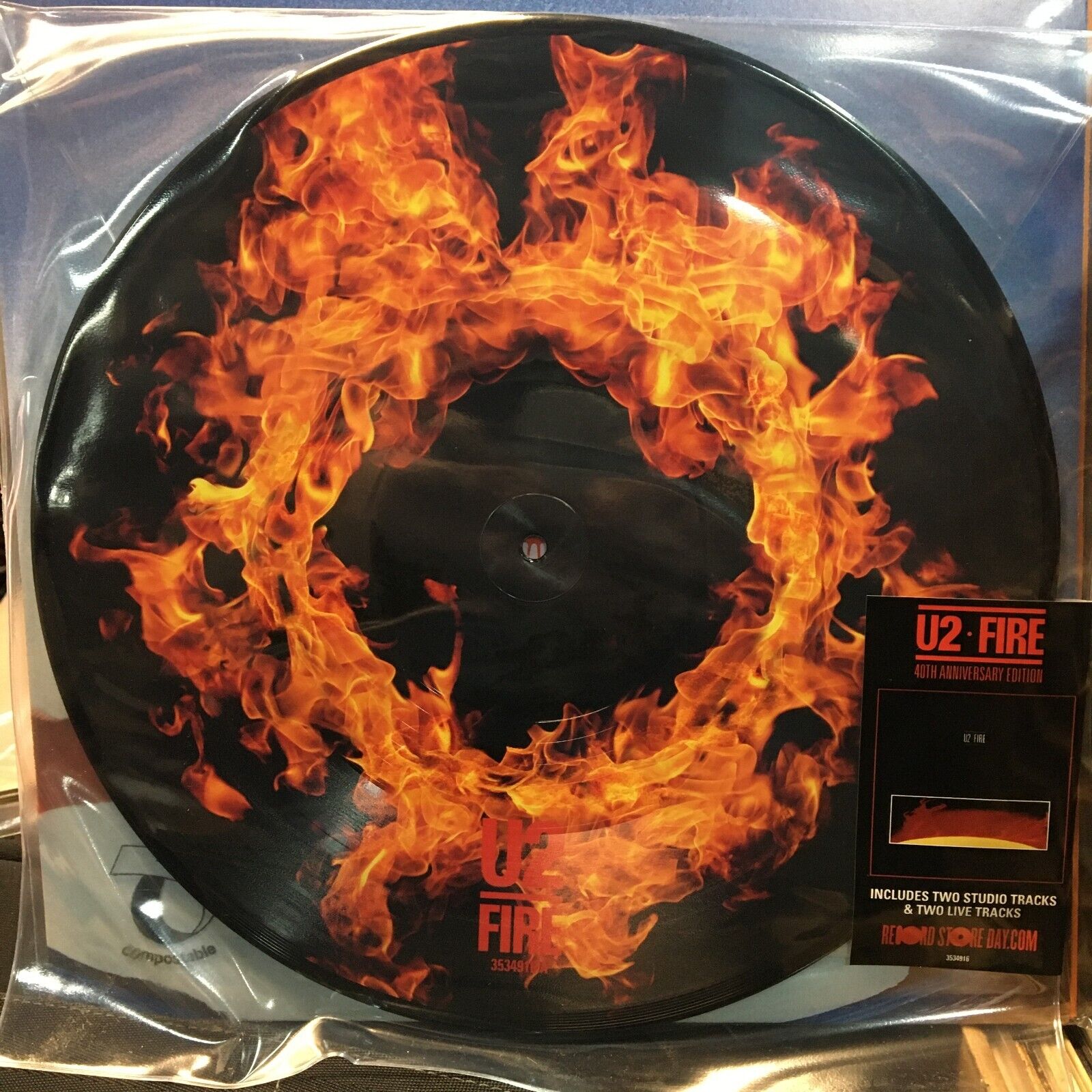 Fire by U2 (Record, 2021, Picture Disc) Sealed, Shelf wear *