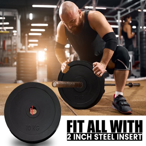 Par de discos de levantamiento de pesas de 2" olímpicos recubiertos de goma de 10 kg barra de gimnasio par de 5 cm - Imagen 4 de 6