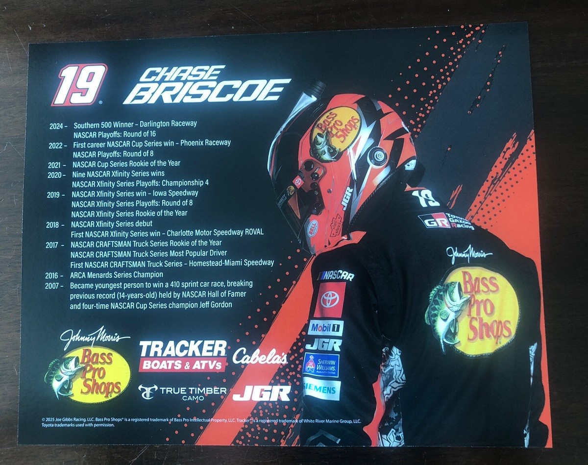 Nascar Driver #19 Chase Briscoe Bass Pro Shops 2025 Postcard