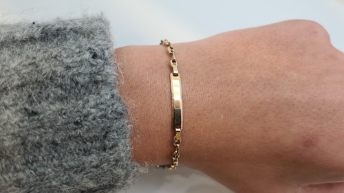 Gourmette en Or Jaune 9 carats Longueur 14.5cm Poids: 2.15g - Picture 2 of 4
