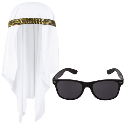 Erwachsene arabischer Scheich Kostüm arabisches Kostüm Scheich Abdullah Kopftuch & Brille