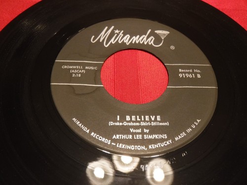 Arthur Lee Simpkins 7" 45 RPM 1960 Shine Miss Liberty Shine I Believe Miranda - Foto 5 di 8