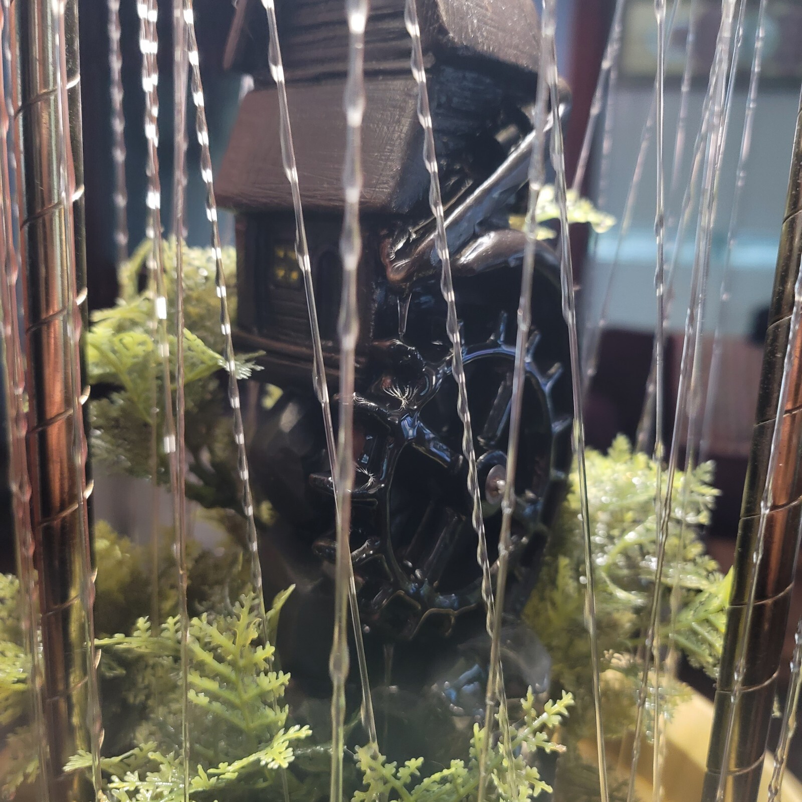 Antique Oil Lamp, Water Wheel, Vintage 70s Hanging Mineral Oil Rain