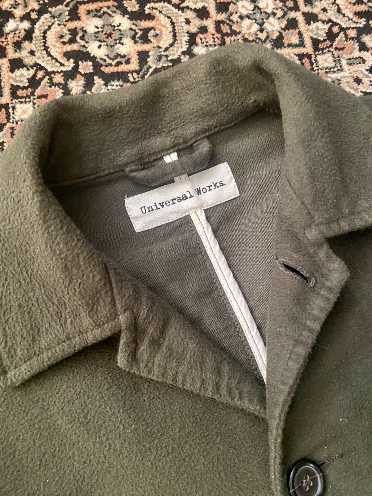 Universal Works Button Chore Jacket Coat Olive Gr… - image 4