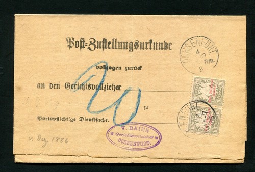 Bavaria 1886, On Delivery Certificate (#4843)