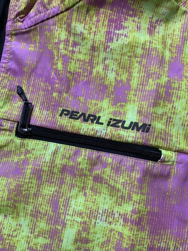 Pearl Izumi Abstract Neon Pink Windbreaker Light Cycling Zip Hooded Jacket Sz. L - Picture 6 of 8