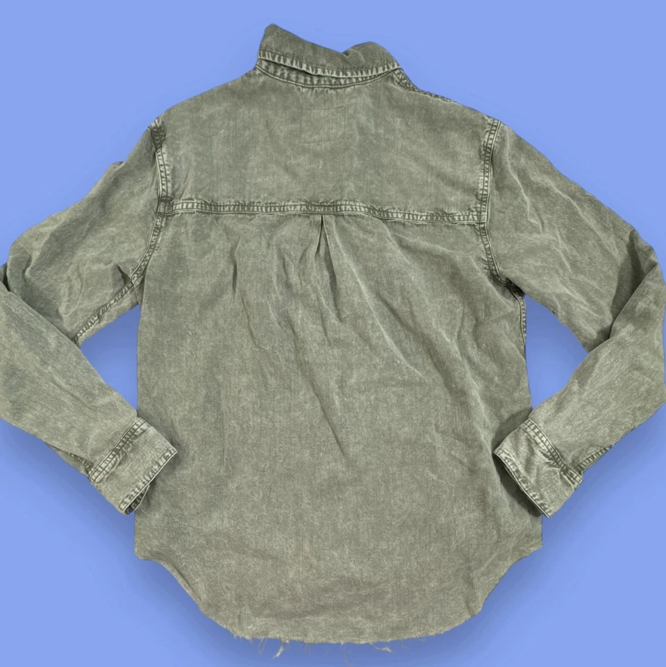 Rails ingrid moss Raw acid Wash Button front shirt size XS long sleeve green - Image 2 of 4