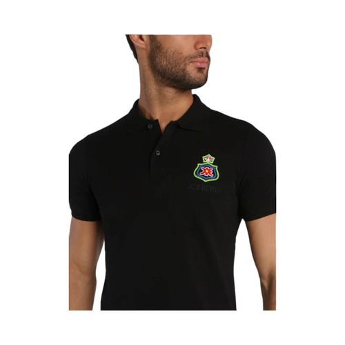 Iceberg Men's Crown Logo Polo Shirt Black I1PF0306310 BLK - BRAND NEW W/ TAG - Picture 3 of 3