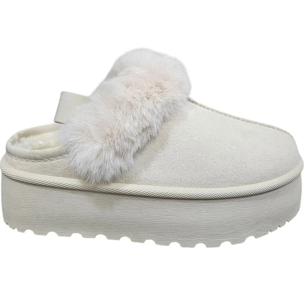 AONEGOLD Pantofole di Pelliccia Donna Invernali Morbido Comode Pantofole da Casa Caldo Peluche Ciabatte con Punta Aperta(Bianca,Taglia 36-37