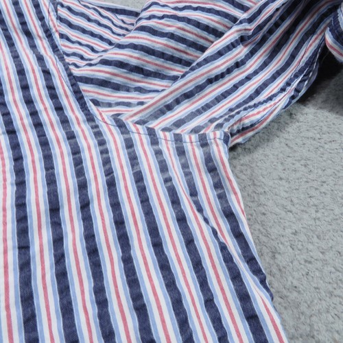 Dsquared2 Shirt Mens 50 Large Red White Blue Seersucker Textured Button Luxury - Picture 16 of 17