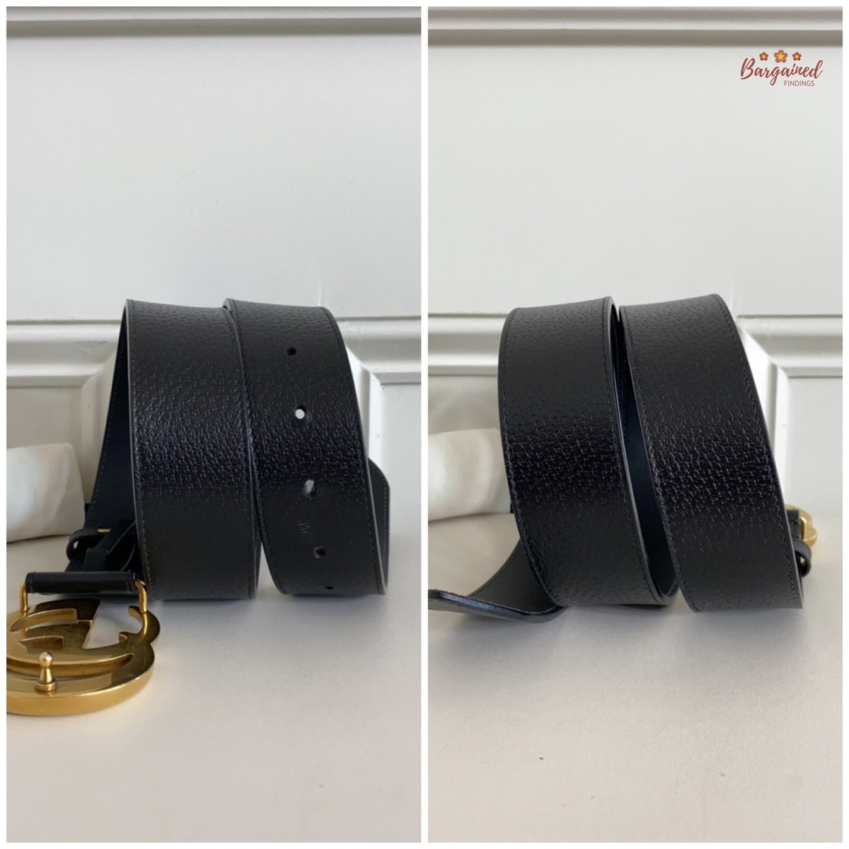 ?NEW Authentic Women GUCCI Black Wide Leather Belt with Double G Buckle. Size 80 Gucci Black Leather Marmont Double G Buckle Belt 30mm  main image 2