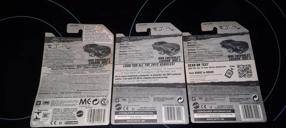 Chevrolet Camaro IROC-Z 2012 Hot Wheels 1985 22/247 (1) rojo (2) negro lote de 3 Foto 3 de 4