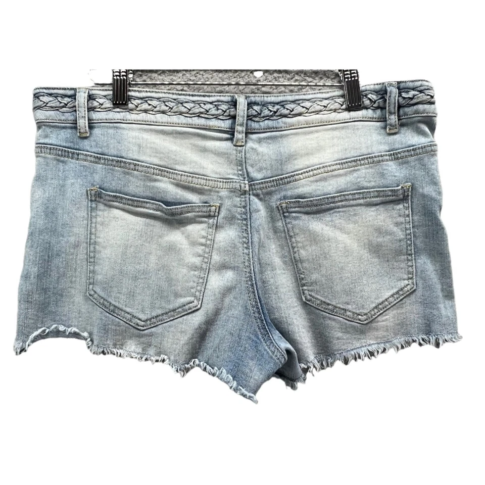 Pantalones Cortos de Jean Altar'd State Mujer 30 Azul Denim Lavado Claro Botón Mosca Dobladillo Crudo Boho Foto 3 de 4