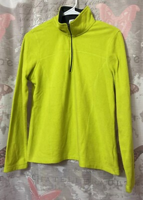 DANSKIN NOW Women's Full Zip Knit Fleece Lined Jacket Lemon Green Size M (8-10)