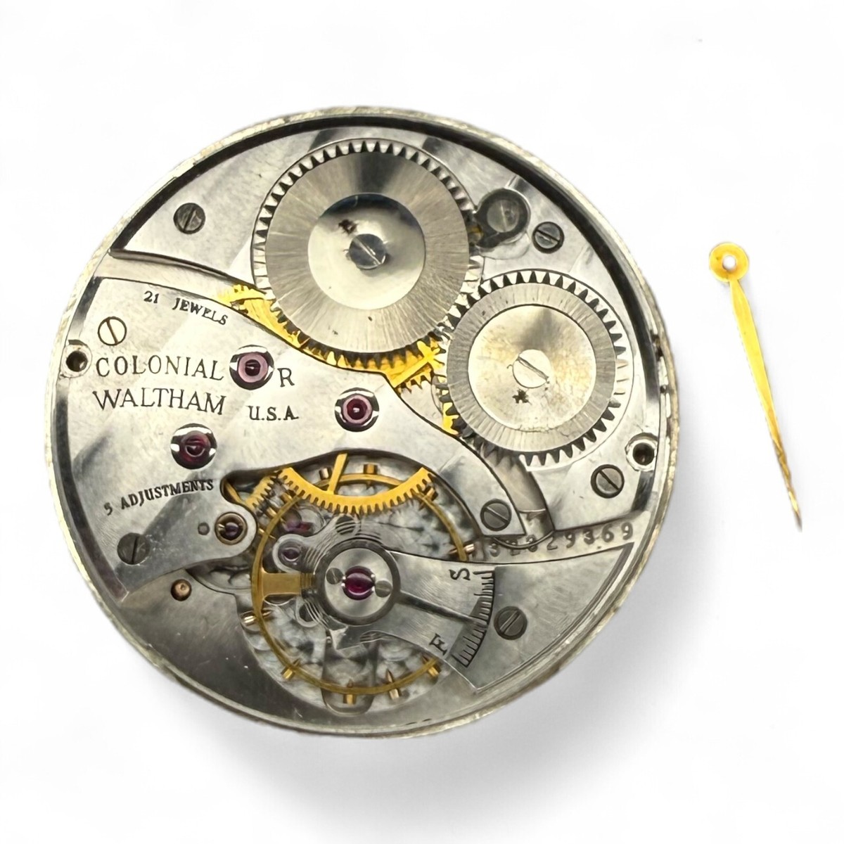 Vintage 1942 Waltham Colonial R 21J Pocket Watch Movement – 12s