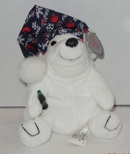 Coca-Cola Polar Bear in blue Night Cap 8" bean bag plush toy style 0169
