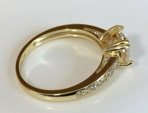 Moissanite Diamond Ring 8mm Round 2ct Stone 14k Gold Plated Sizes 6 to 10 US - Picture 9 of 17