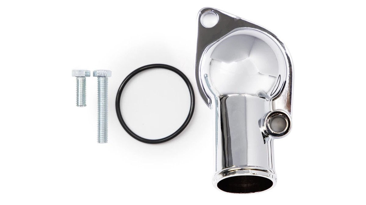 2660 Chrome Water Neck Thermostat Housing 45 Degree For Chevy V8 350