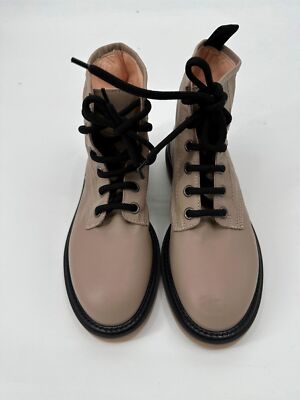 AGL Boots Moreen Lace-Up Leather Ankle Nude Sz 37 7 NEW NWD N22