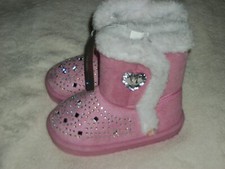 Swiggles Toddler Boots Pink with Faux Fur and Rhinestones Girls Size 5