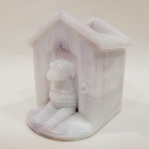 DOG HOUSE Westmoreland White Purple Slag TOOTHPICK MATCH HOLDER Glass Summit - Picture 3 of 15