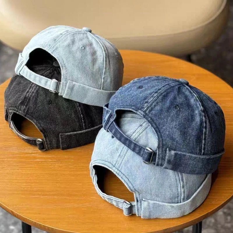 Denim Docker Cap Brimless Sailor Beanie Hat Adjustable Skullcap Unisex Retro