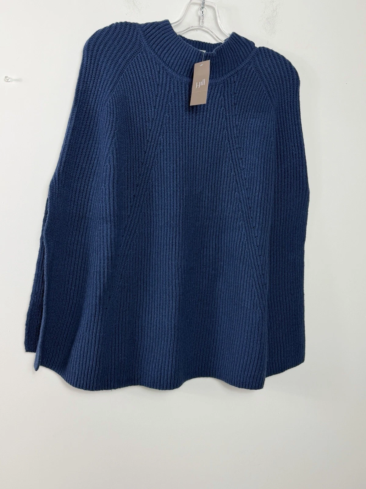 J.Jill Women’s Blue Knit Poncho Sweater - One Size