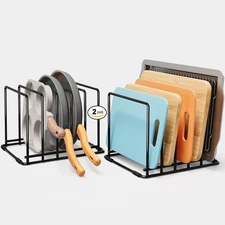 2-Pack Cutting Board Organizer, 5-Slot Steel Kitchen Storage Rack for Cutting...