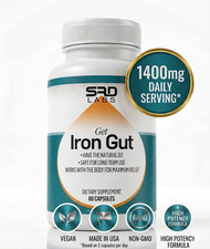 IRON GUT 1400mg Clinical Strength IBS Relief - Bloating  Constipation - 60 Caps