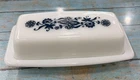 Old Town Blue Onion Pyrex Butter Dish Vintage