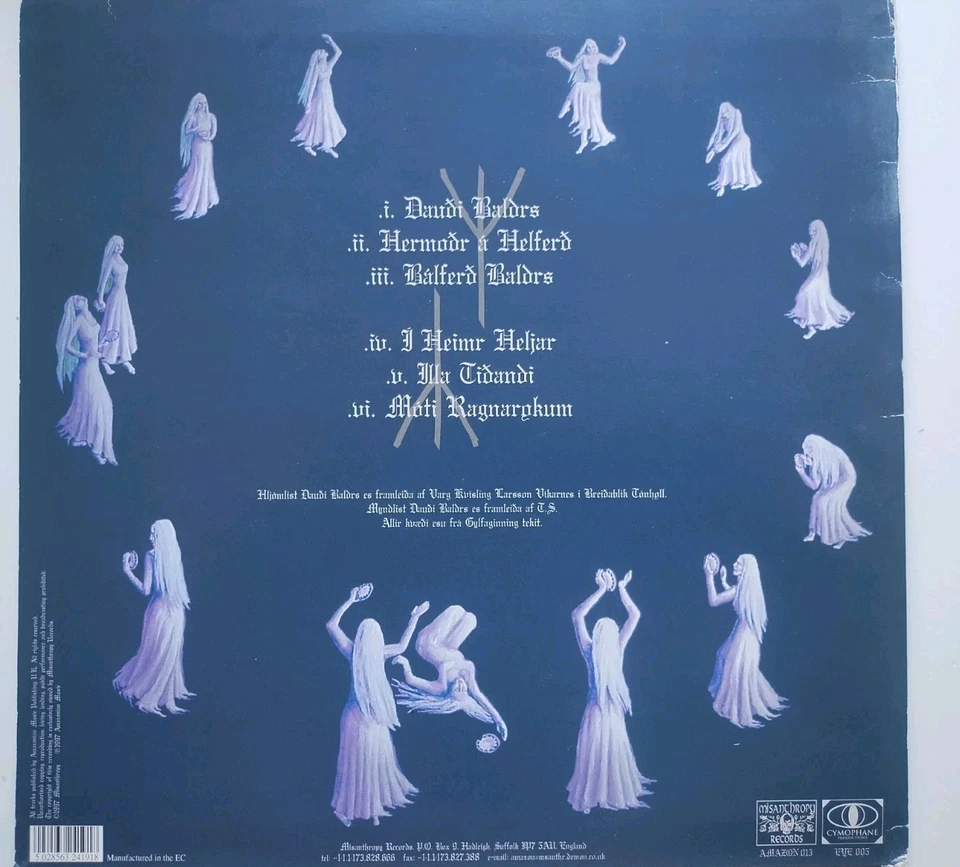 1Burzum Dauði Baldrs Vinyl record LTD 500 with inserts/cards Misanthropy 013 - Image 2 of 4