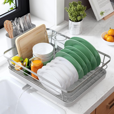 Dish Drying Rack for Kitchen Counter, Stainless Steel Sink Organization and Stor