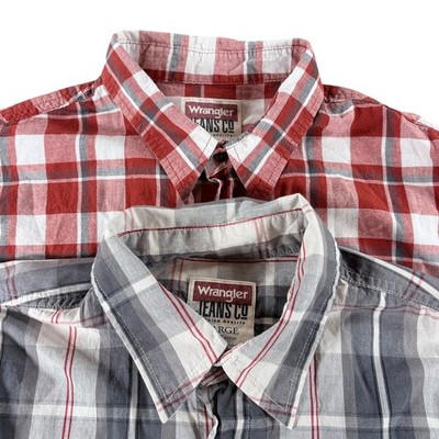 2 Wrangler Jeans Co, Plaid Long Sleeve Shirts - Men's Sz L