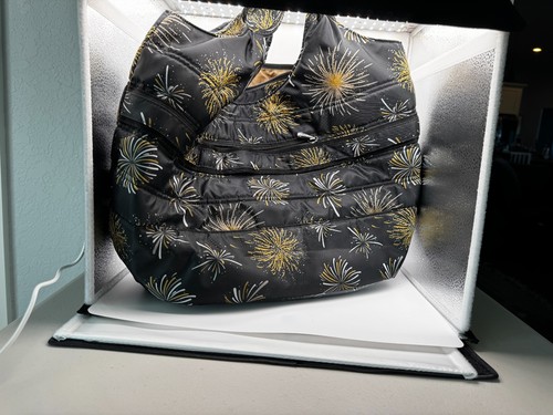 LUG Black Firework Gondola Hobo Tote - EUC