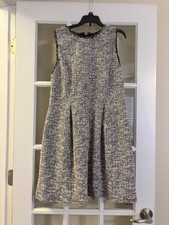 Loft Sleeveless Dress Black Fringe Neck & Sleeve Openings Mod Style Size 12