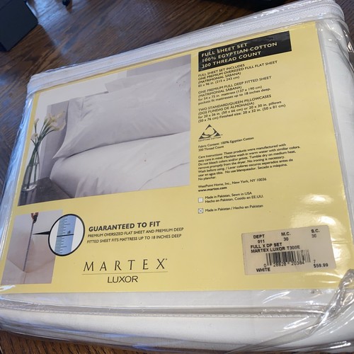 Martex Luxor komplettes Lakenset NEU Ägyptische Baumwolle cremeweiß 300 Fadenzahl 18 Zoll - Bild 2 von 5