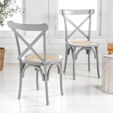 JONATHAN Y DNG1001 Cassis Classic X-Back Wood Rattan Dining Chair (Set of 2)