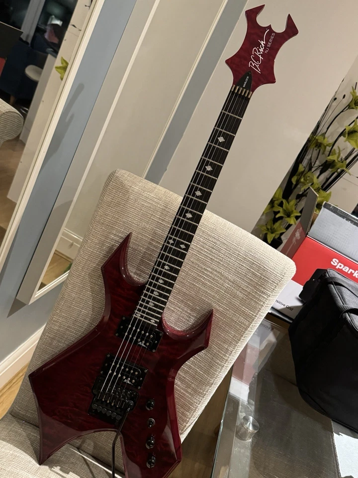 BC Rich NJ Series Warlock Speedloader Electric Guitar Red - Image 3 of 4