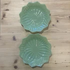 2- Jadeite Lotus Blossom Plates 8” Fire King Anchor Hocking MCM 50s VTG
